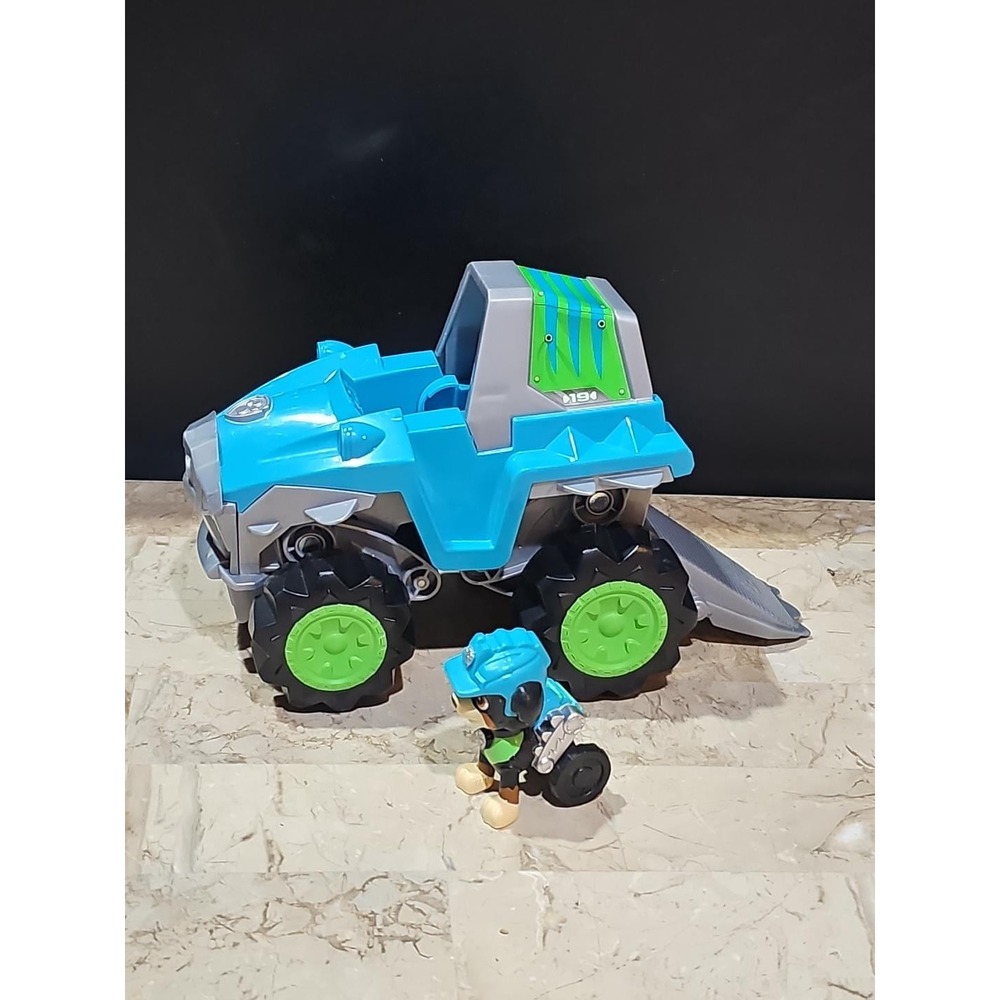Paw Patrol Dino Rescue Rex Deluxe Transforming Vehicle with Figure‎ Blue toy set